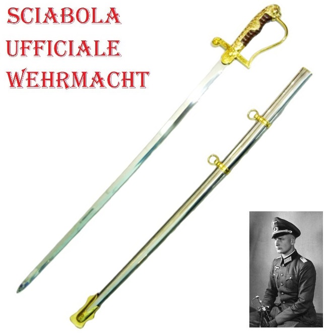 Sciabola da ufficiale wehrmacht - replica di spada storica nazista da collezione e per cosplay con fodero di ufficiale delle forze armate tedesche del fuhrer adolf hitler.