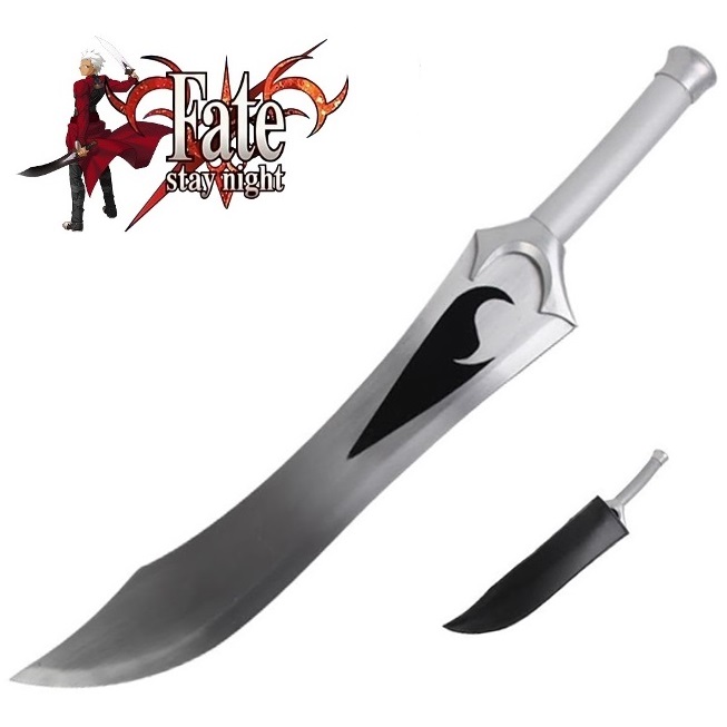 Spada di archer per cosplay con fodero da schiena - spada fantasy da collezione del servant archer della serie anime e manga fate/stay night.