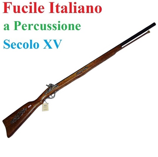 Fucile italiano a percussione del quindicesimo - replica storica inerte di fucile italiano a percussione del xv secolo da collezione - prodotto in italia.