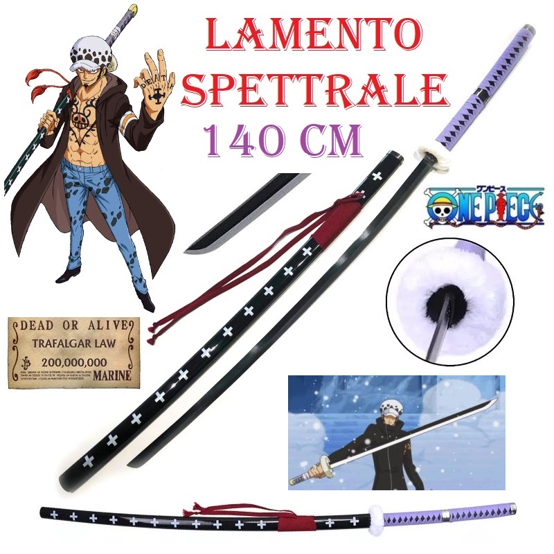 Nodachi kikoku di trafalgar law per cosplay - spada giapponese fantasy a lama lunga da collezione lamento spettrale del chirurgo della morte della serie anime e manga one piece.