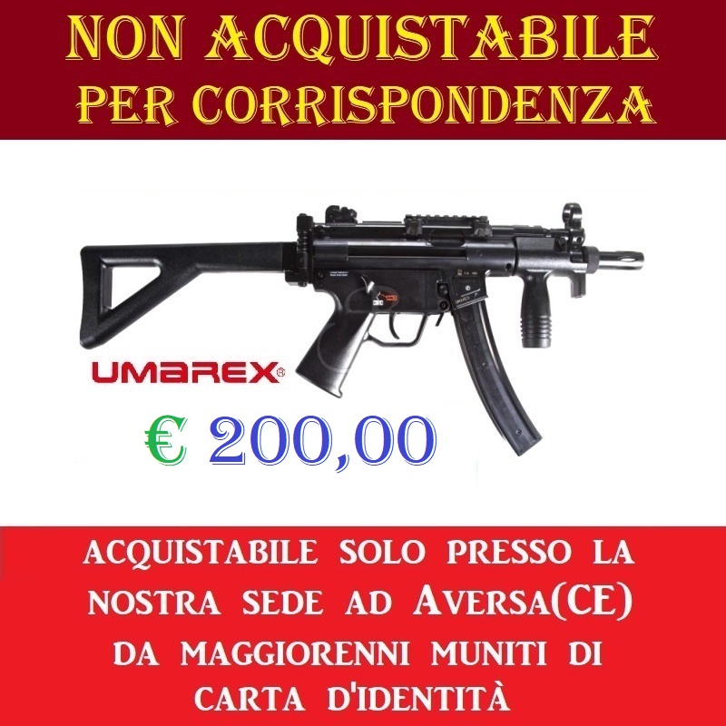 Pistola mitragliatrice scarrellante co2 mp5k heckler & koch - potenza inferiore ai 7,5 joule - marca umarex -versione depotenziata di libera vendita a maggiorenni .