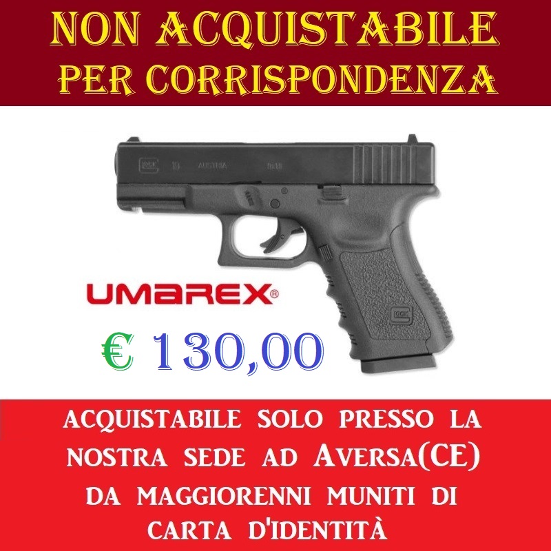 Pistola co2 glock 19 - potenza inferiore ai 7,5 joule - marca umarex -versione depotenziata di libera vendita a maggiorenni .