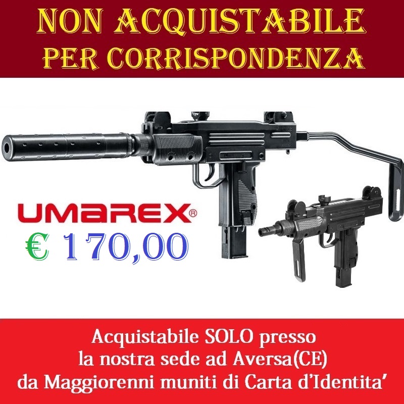 Pistola mitragliatrice modello mini uzi a co2 scarrellante  - potenza inferiore ai 7,5 joule - marca umarex -versione depotenziata di libera vendita a maggiorenni .
