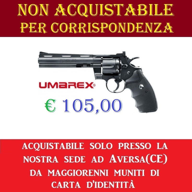 Pistola co2 revolver colt python 357 da 6 pollici - potenza inferiore ai 7,5 joule - marca umarex -versione depotenziata di libera vendita a maggiorenni .