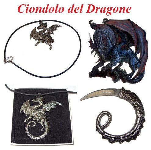 Ciondolo del dragone - ciondolo fantasy con coltellino nascosto.