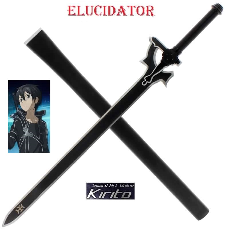 Elucidator di kirito con fodero per cosplay - spada fantasy nera da collezione della serie anime e manga sword art online.