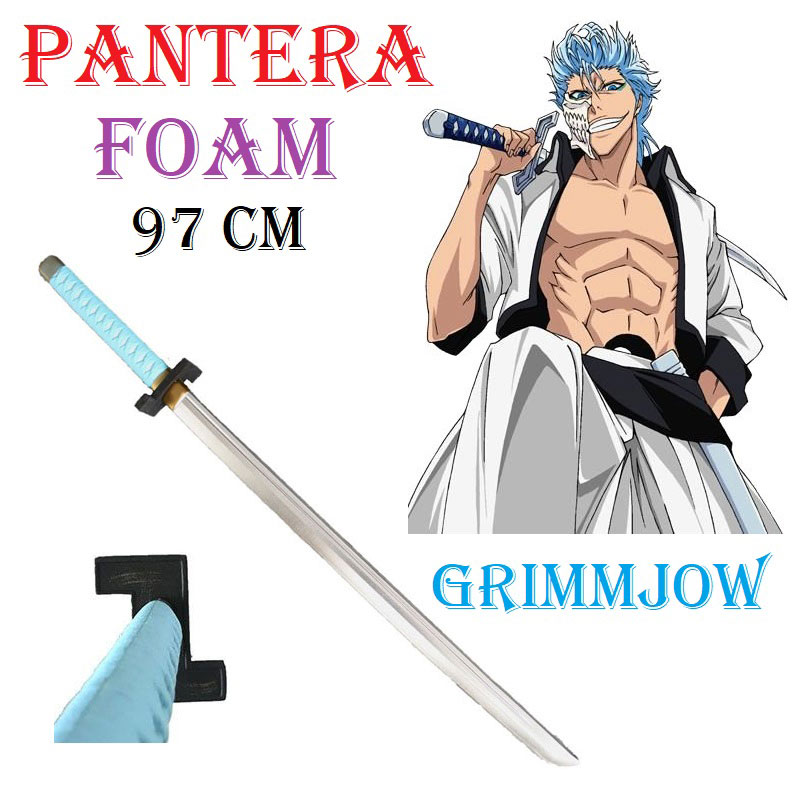 Katana pantera in foam da collezione e per cosplay - spada giapponese fantasy ornamentale zanpakuto in gomma di grimmjow jaegerjaques della serie anime e manga bleach.
