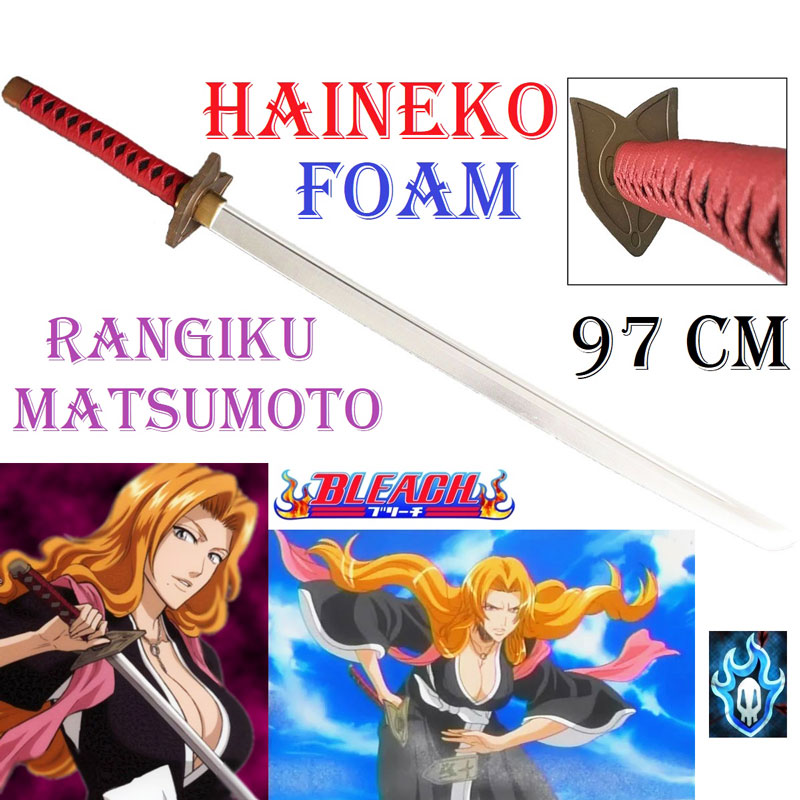 Katana haineko in foam da collezione e per cosplay - spada giapponese fantasy ornamentale in gomma  zanpakuto gatto cenere di rangiku matsumoto della serie anime e manga bleach.