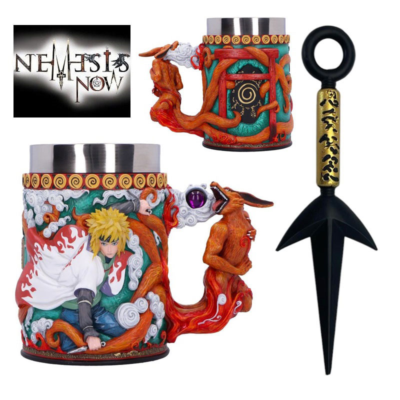 Boccale minato - tazza fantasy da collezione del ninja lampo giallo con kunai in foam - coppa ornamentale riproduzione ufficiale della saga anime e manga naruto marca nemesis now.
