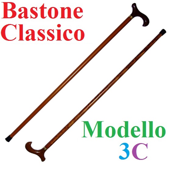 Bastone classico da passeggio modello 3c in legno con impugnatura anatomica.