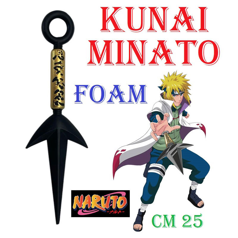 Kunai di minato namikaze in foam per cosplay - pugnale giapponese a 3 punte ornamentale da collezione in gomma di guerriero ninja della serie anime e manga naruto.