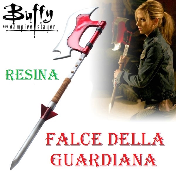 Falce della guardiana di buffy per cosplay in resina - scure fantasy da collezione della cacciatrice di mostri della serie televisiva e a fumetti buffy the vampire slayer.