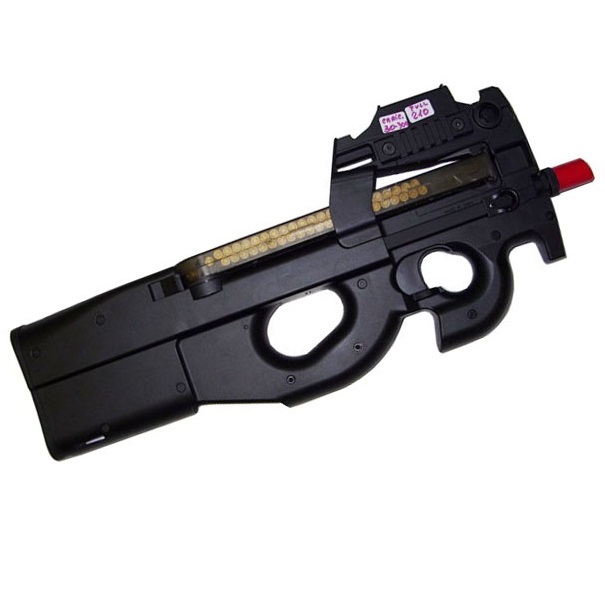 Fucile softair modello p90 metal gear elettrico con red dot - mitra elettrico softair modello mitra belga fn p90 in semimetallo con red dot e doppio caricatore.