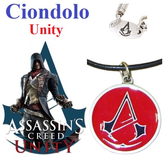 Ciondolo assassin's creed unity rosso - riproduzione ufficiale ubisoft di ciondolo con stemma del videogame assassin's creed unity - prodotto in italia.