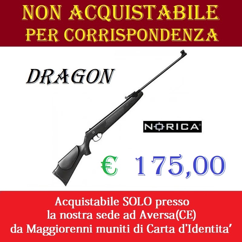 Carabina ad aria compressa norica dragon - potenza inferiore ai 7,5 joule - marca norica -versione depotenziata di libera vendita a maggiorenni .