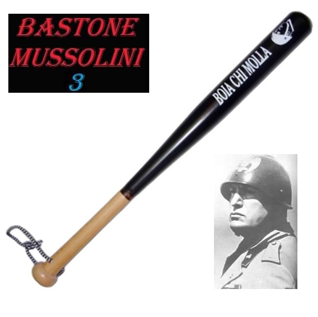 Souvenir storico bastone mussolini numero tre(3) - mazza commemorativa da collezione per minibaseball  in legno nero con decorazioni fasciste.