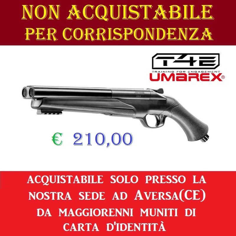 Fucile a canne mozze co2 doppietta a 2 colpi lupara t4e hds68 a pallini di gomma - potenza inferiore ai 7,5 joule - marca umarex - versione depotenziata di libera vendita a maggiorenni .