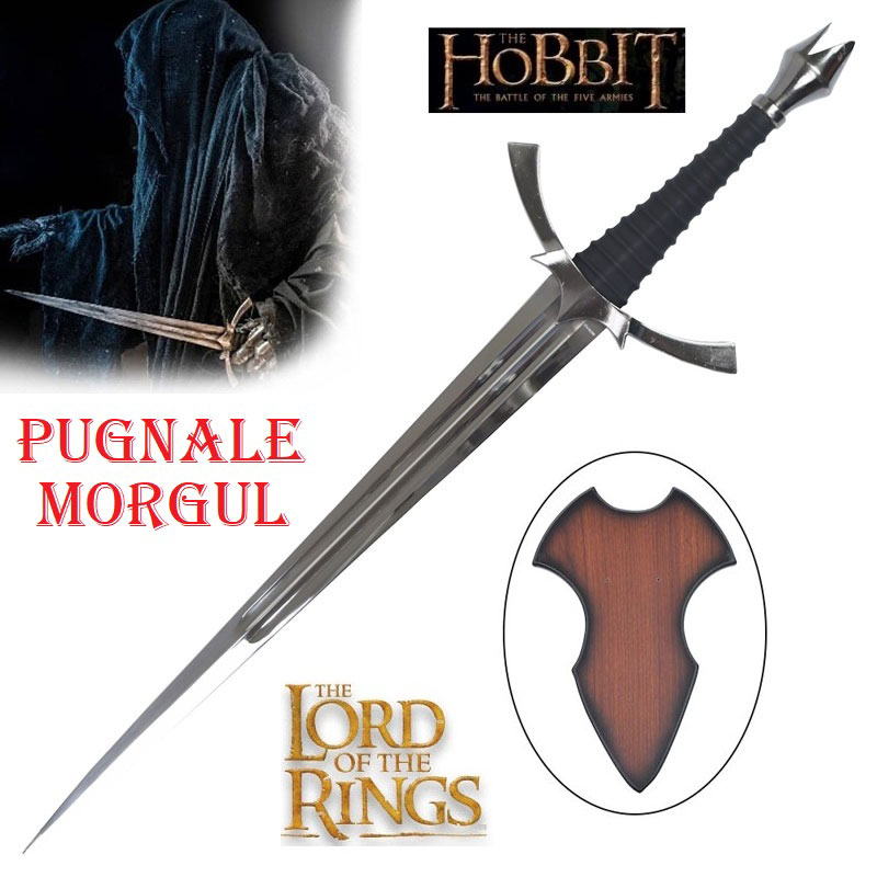 Pugnale morgul per cosplay - coltello fantasy da collezione con espositore da parete del re stregone di angmar dei film il signore degli anelli e lo hobbit.