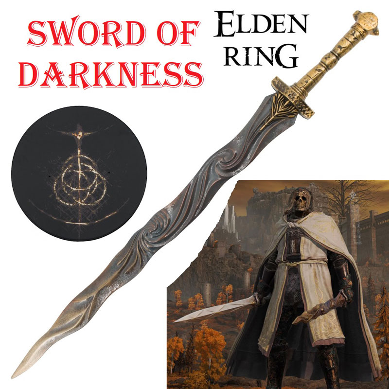Sword of darkness per cosplay con espositore da parete - spada ornamentale fantasy da collezione del videogioco elden ring shadow of the erdtree.
