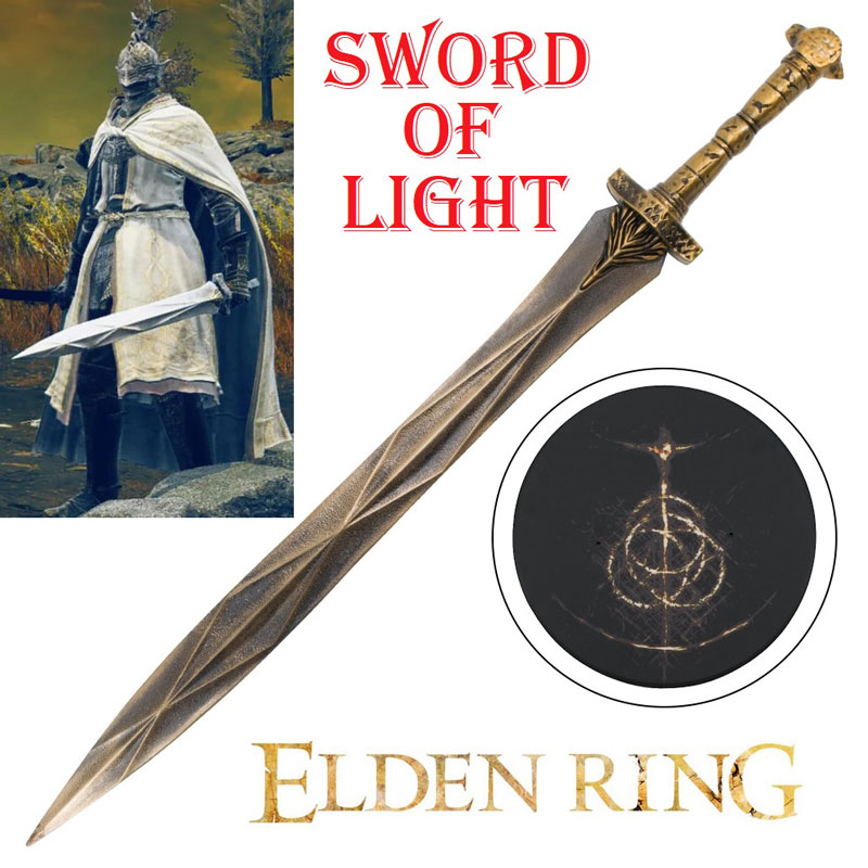 Sword of light per cosplay con espositore da parete - spada ornamentale fantasy da collezione del videogioco elden ring shadow of the erdtree.