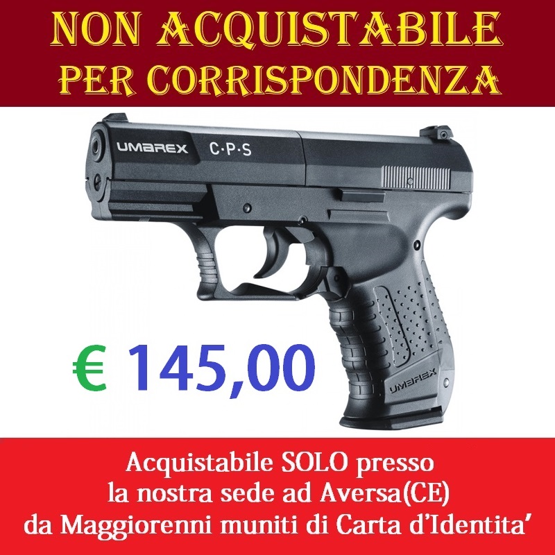 Pistola co2 umarex walther c.p.s - potenza inferiore ai 7,5 joule - marca umarex -versione depotenziata di libera vendita a maggiorenni .