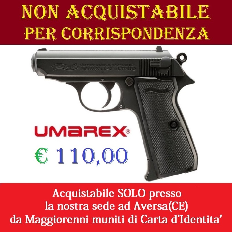Pistola co2 umarex walther ppk/s scarrellante - potenza inferiore ai 7,5 joule - marca umarex -versione depotenziata di libera vendita a maggiorenni .