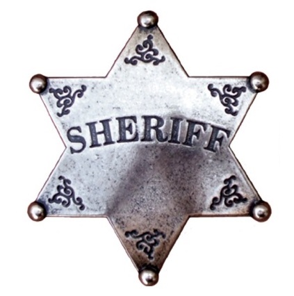 Stella da sceriffo a 6 punte - spilla stella da sceriffo americano del far west - replica storica da collezione di stella da sceriffo usa.