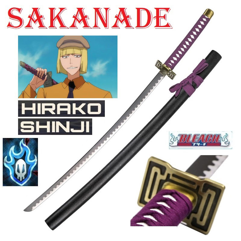 Katana sakanade per cosplay - zanpakuto da collezione di shinji hirako della serie anime e manga bleach - spada fantasy corsa all'indietro.